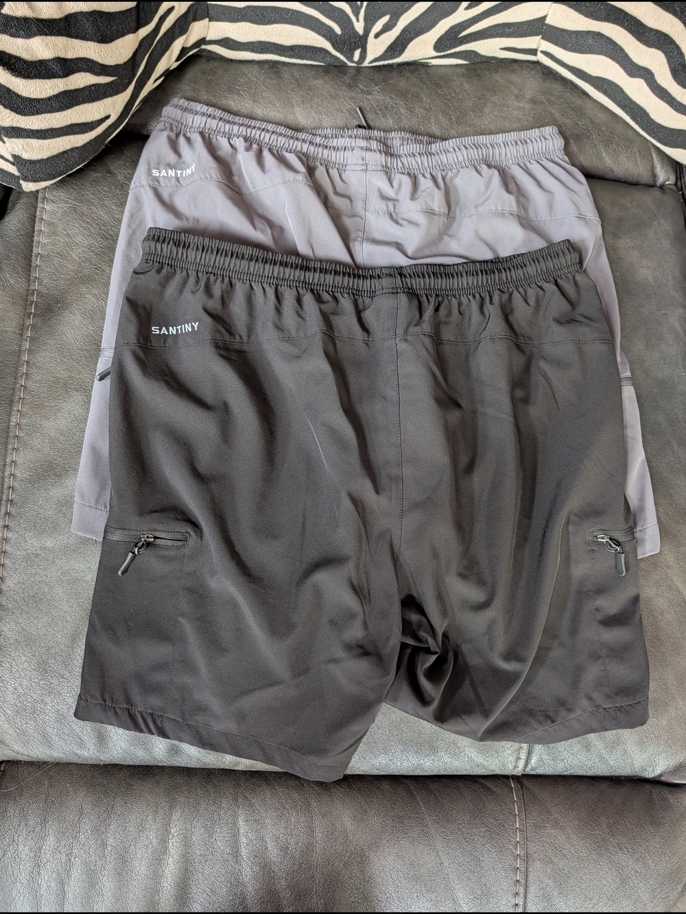 SET OF TWO Santiny Women's Athletic Cargo Shorts - Black and Gray